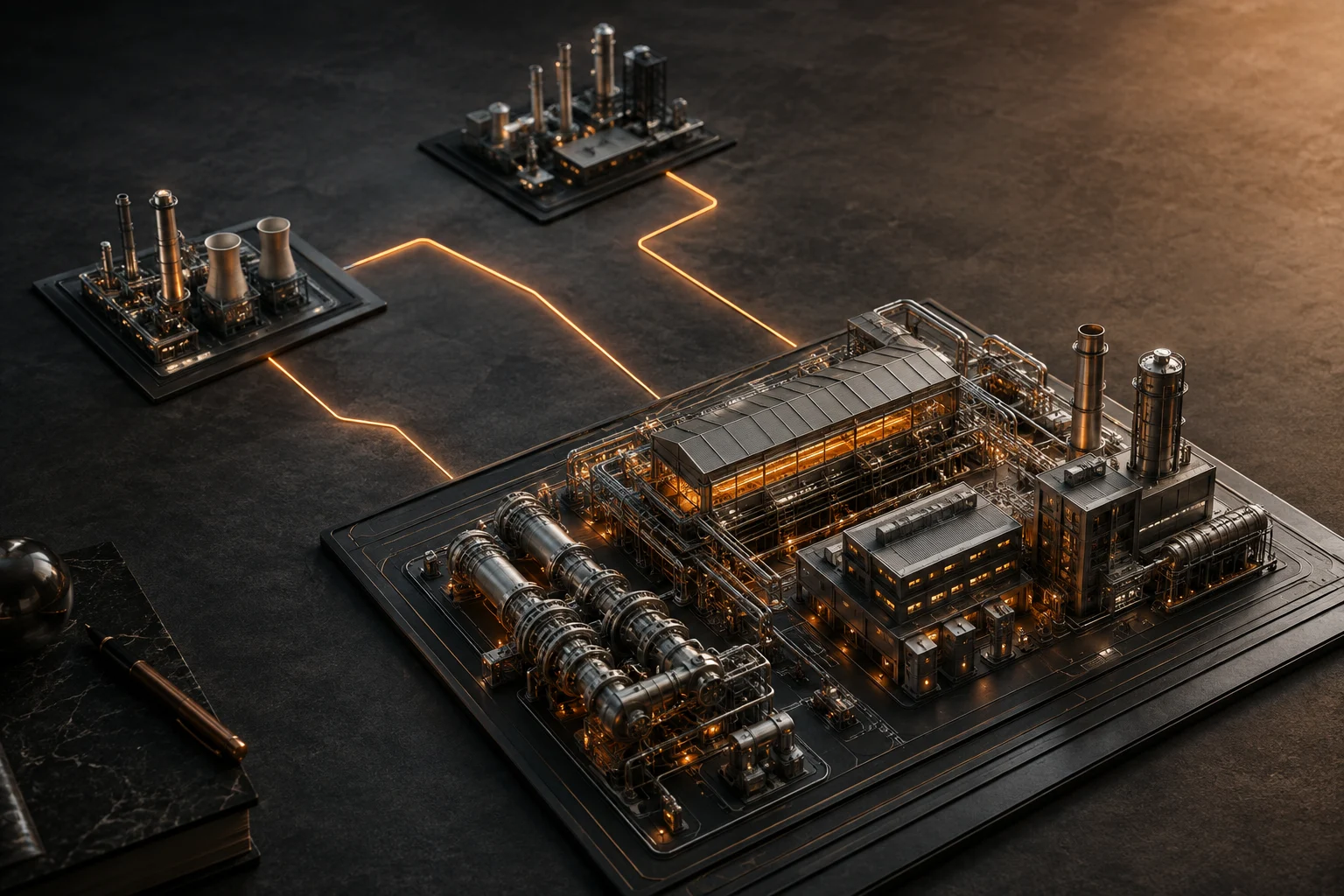 Conceptual photo illustration of an equipment manufacturer connected to potential industrial customers